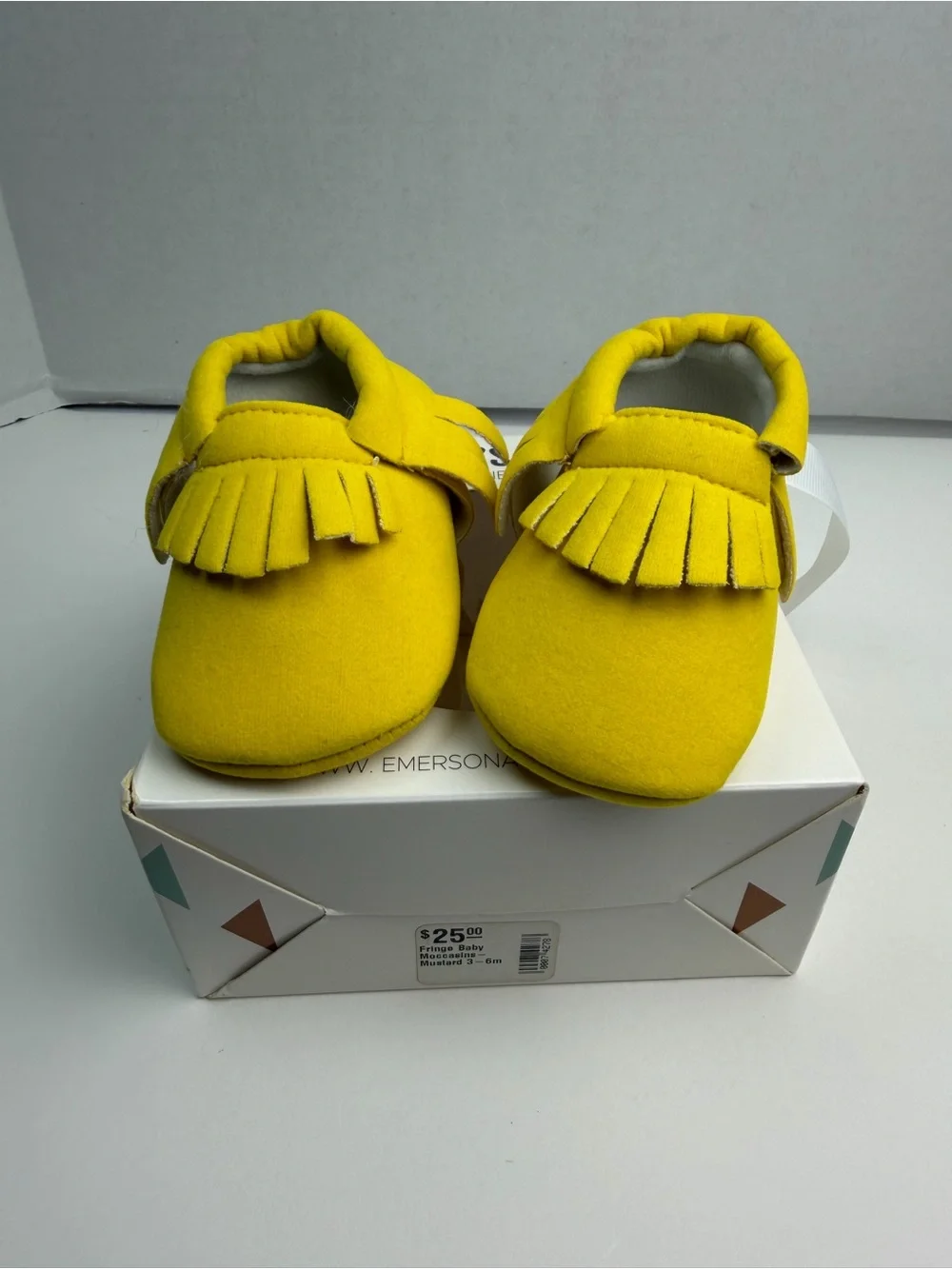 BNIB Emerson & Friends Baby  Moccasins Mustard Yellow Green 3-6 Months